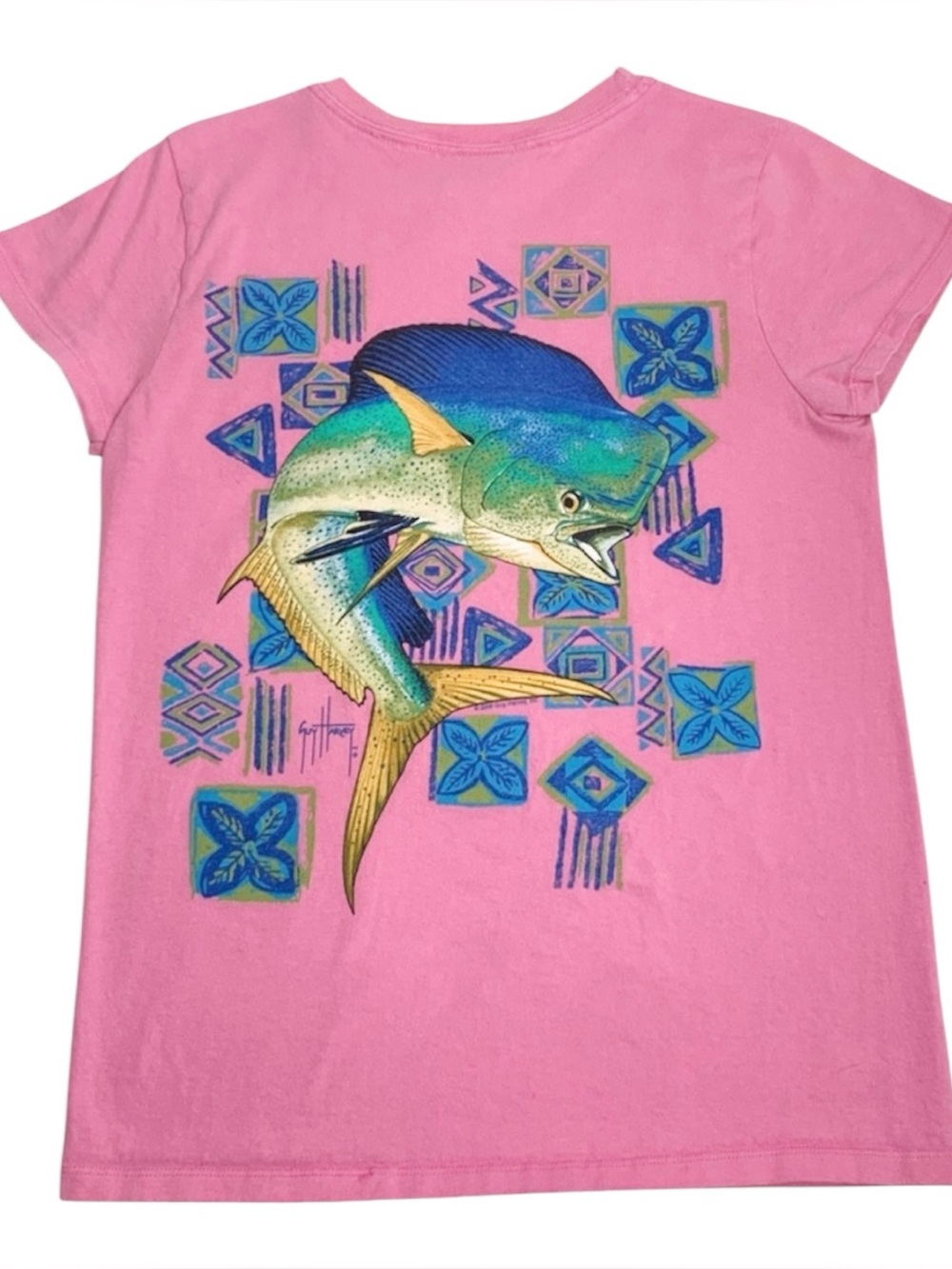 Guy Harvey Women’s Bluewater Mahi Mahi Graphic Pink T-shirt Size S